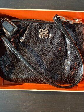 Genuine Coach Sequin Wrist Clutch Wallet Black